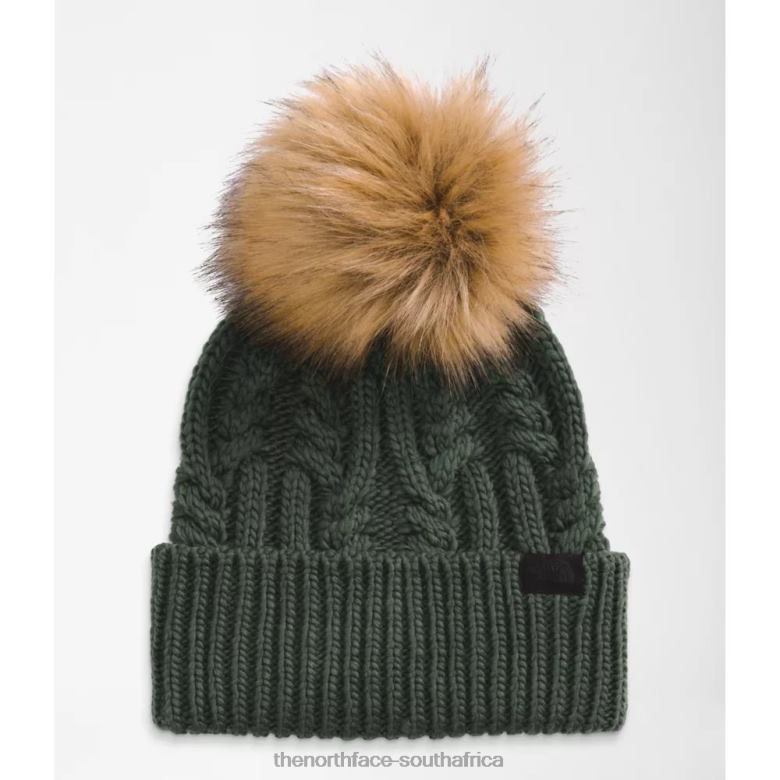 Women Oh Mega Fur Pom Beanie TX0865073 Thyme The North Face