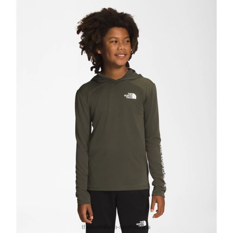 Boys Long Sleeve Never Stop Hoodie TX0865333 New Taupe Green The North Face