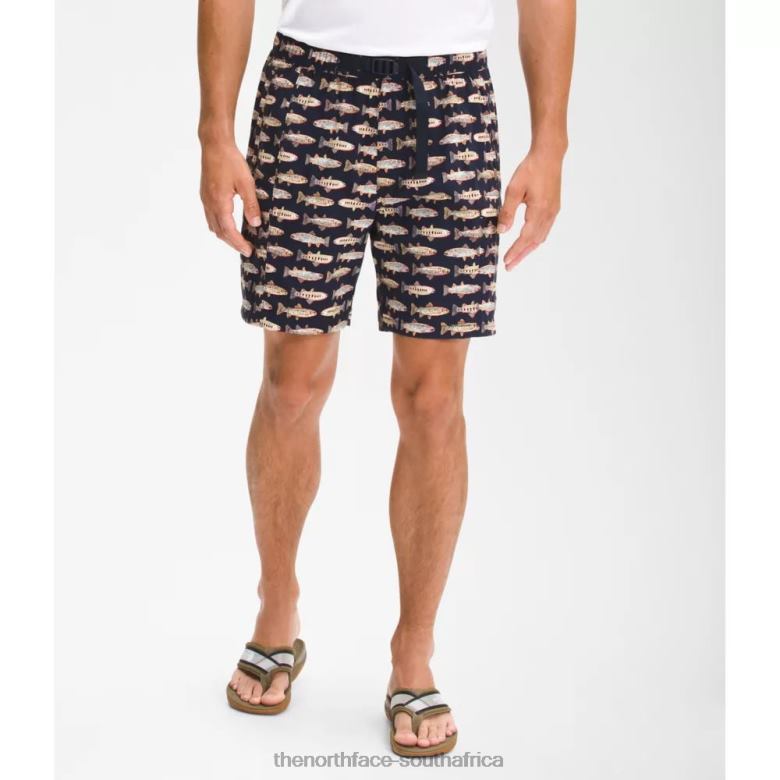 Men Printed Class V Belted Shorts TX0864987 Navy Fly Reel The North Face