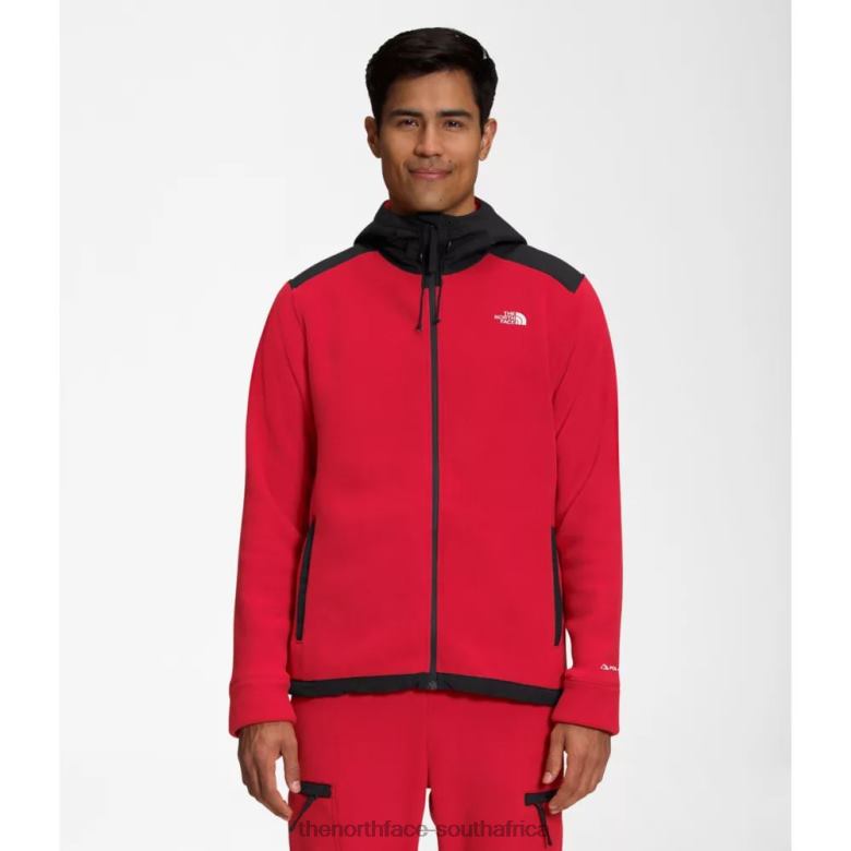 Men Alpine Polartec 200 Full Zip Hooded Jacket Red Black TX0865167 Red-Black The North Face