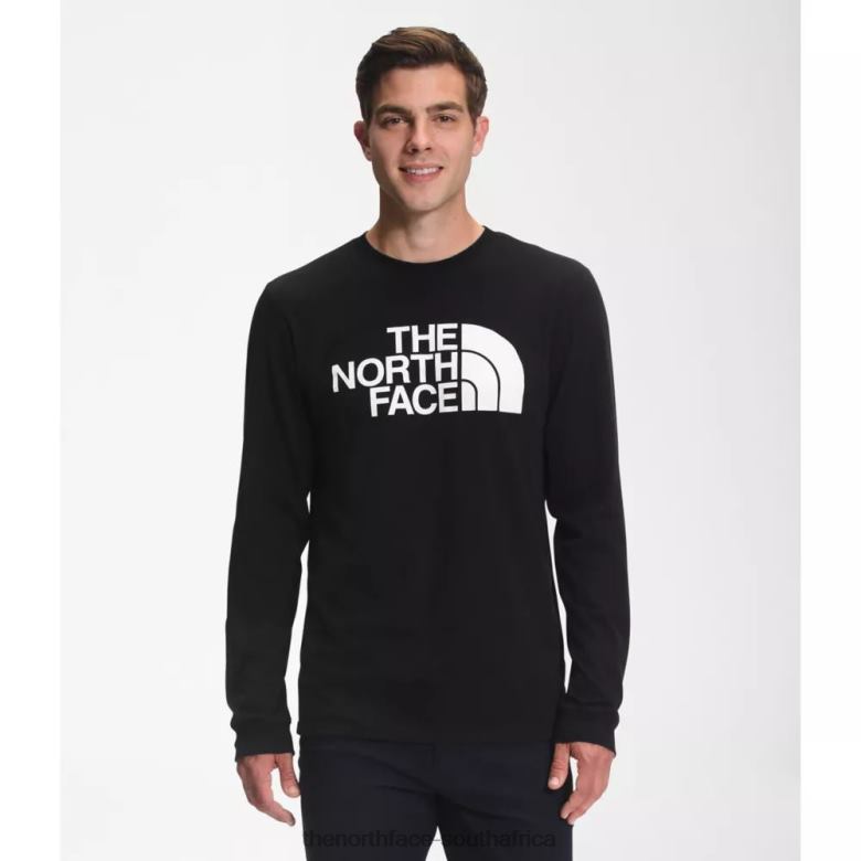 Men Long Sleeve Half Dome Tee Black White TX0863409 Black-White The North Face