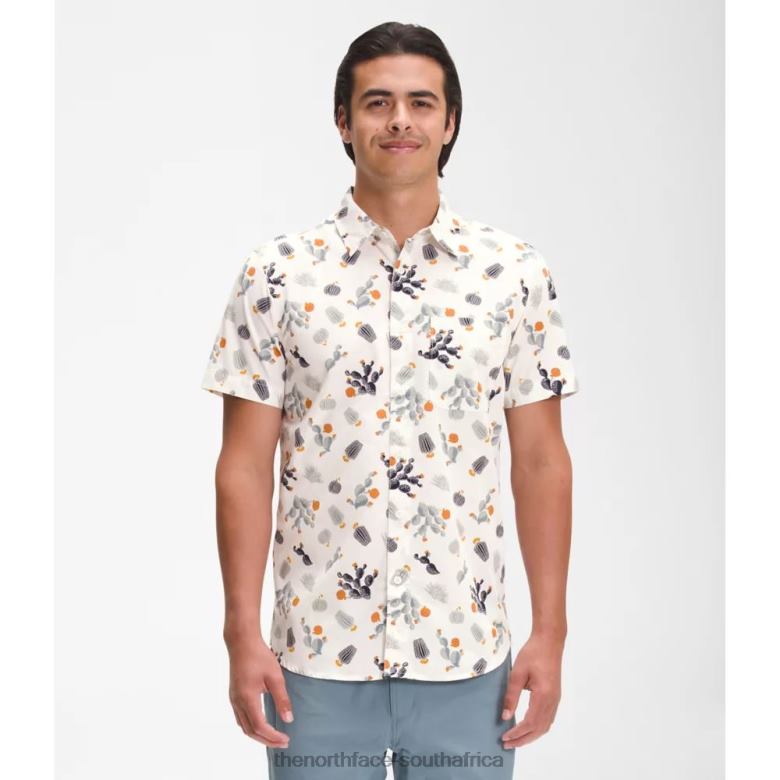 Men Short Sleeve Baytrail Pattern Shirt TX0863816 White Cacti The North Face