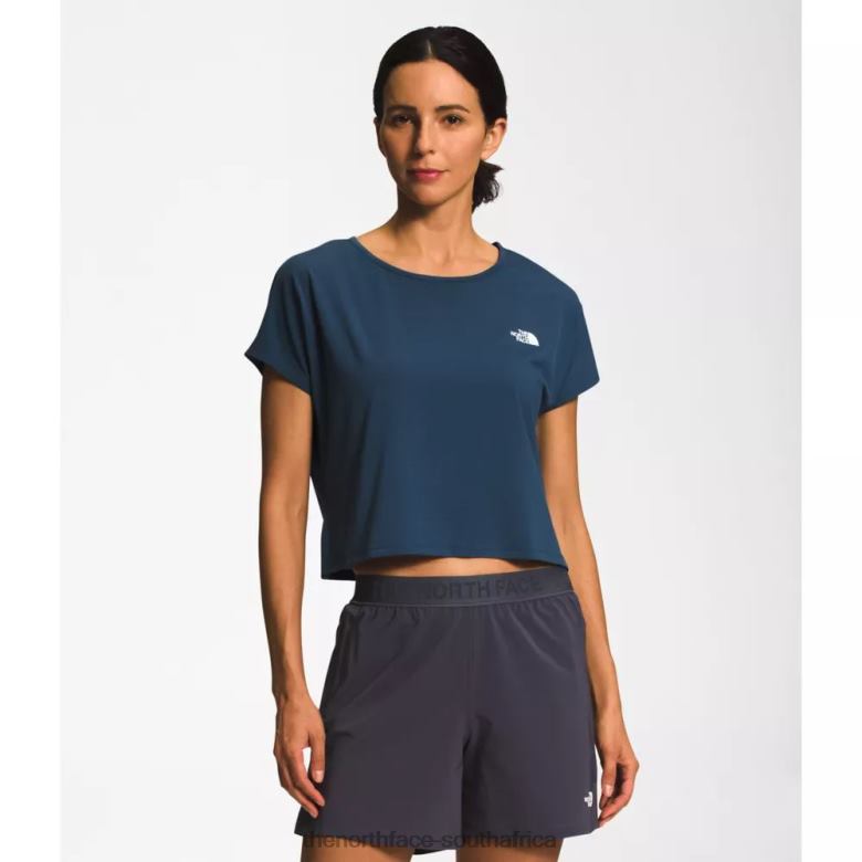 Women Wander Crossback Short Sleeve TX0864702 Shady Blue The North Face