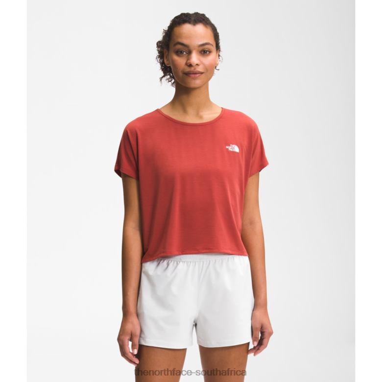 Women Wander Crossback Short Sleeve TX0864706 Spice Red The North Face