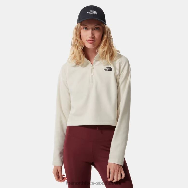 Women 100 Glacier Cropped Zip Fleece TX0861555 Vintage White The North Face