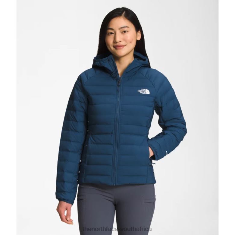 Women Belleview Stretch Down Hoodie TX0865224 Shady Blue The North Face