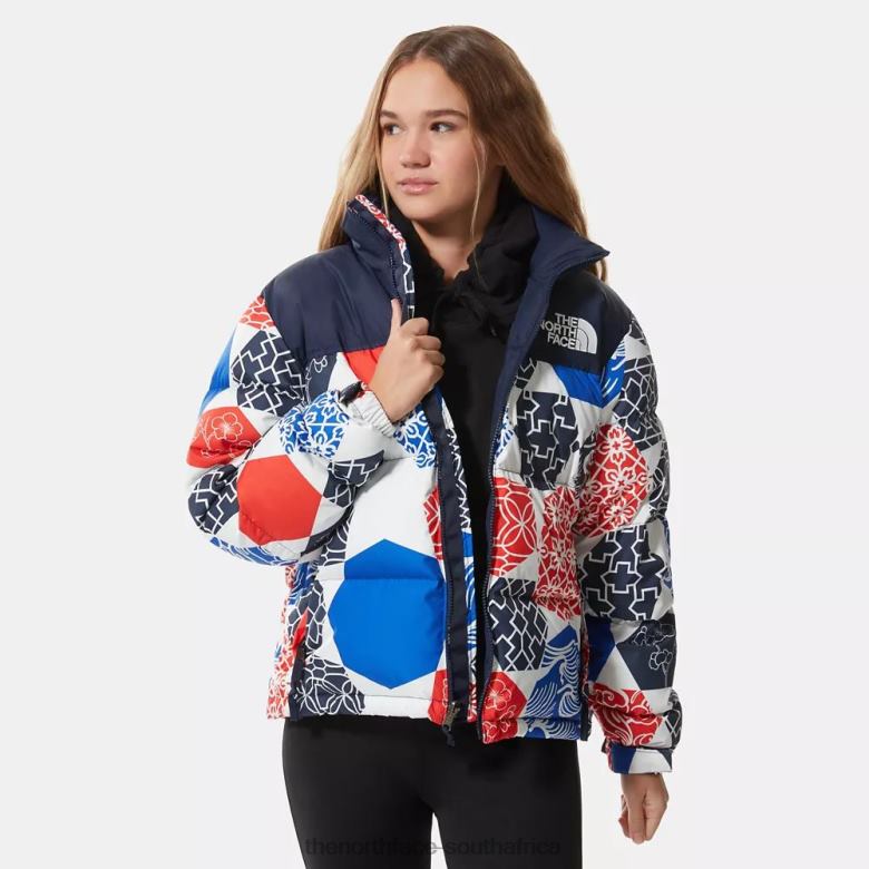 Women Printed 1996 Retro Nuptse Down Jacket TX0861262 Blue Ic Geo The North Face