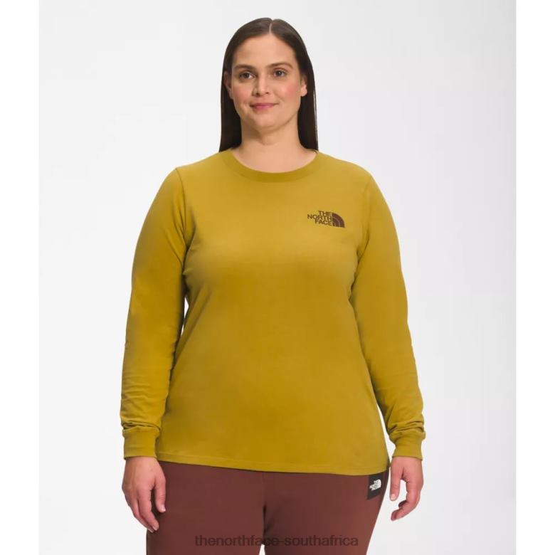 Women Plus Long Sleeve Graphic Injection Tee TX0866192 Mineral Gold The North Face