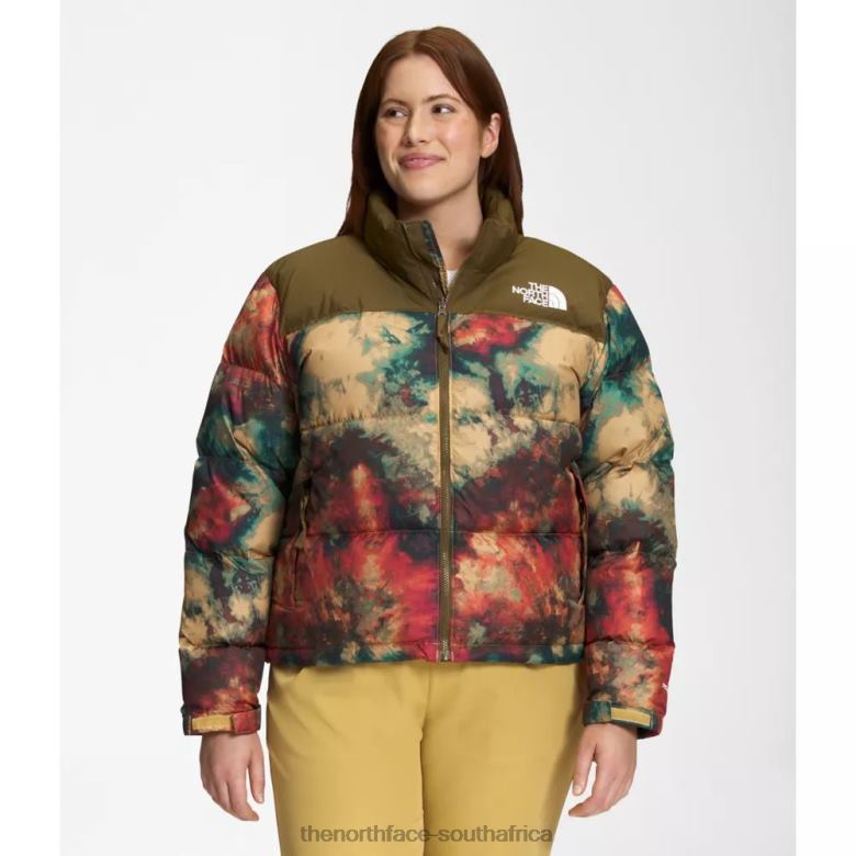 Women Plus Printed 1996 Retro Nuptse Jacket TX0865013 Tan Ice The North Face