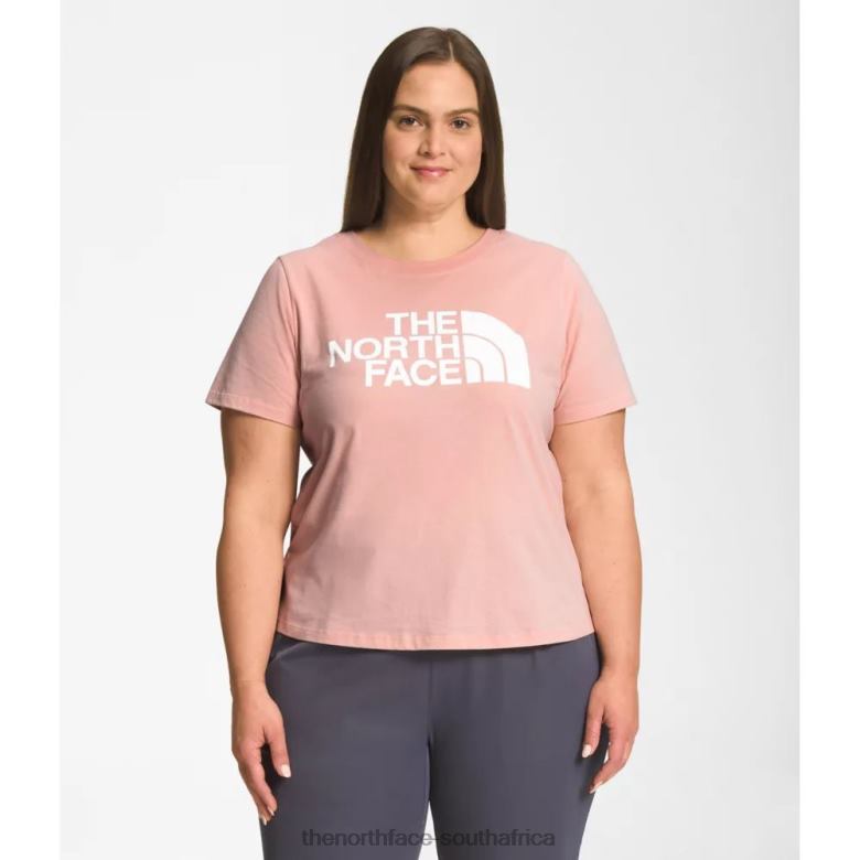 Women Plus Short Sleeve Half Dome Cotton Tee TX0864877 Sand Pink The North Face