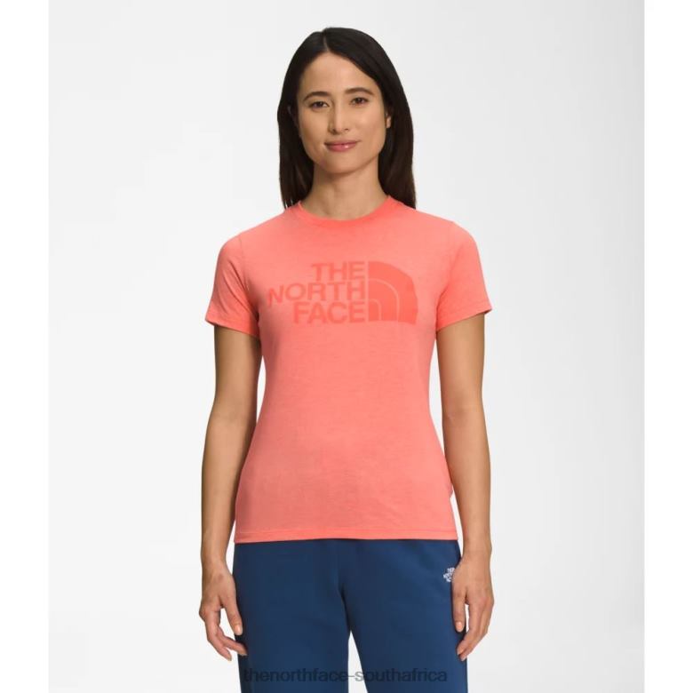 Women Short Sleeve Half Dome Tri Blend Tee TX0865025 Coral Sunrise The North Face